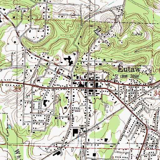 Topographic Map of First Christian Church, AL