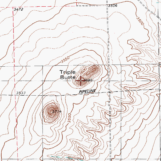 Topographic Map of Triple Butte, TX