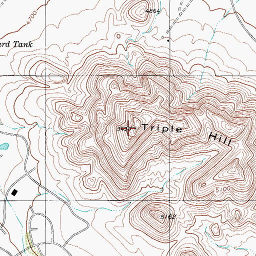 Topographic Map of Triple Hill, TX
