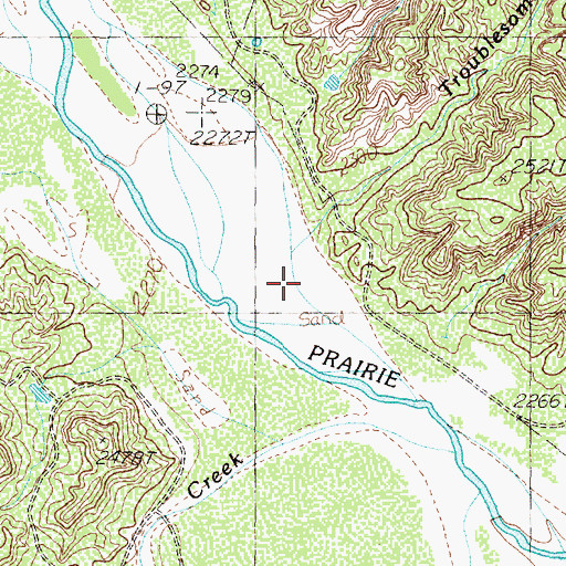 Topographic Map of Troublesome Creek, TX