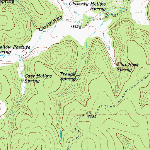 Topographic Map of Trough Spring, TX