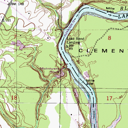 Topographic Map of McIntyers Bluff, AL