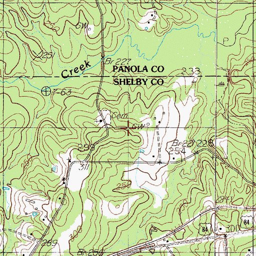 Topographic Map of Truitt Chapel, TX
