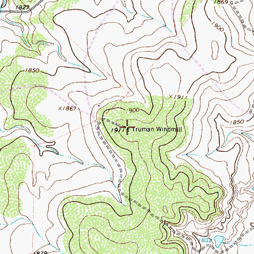 Topographic Map of Truman Windmill, TX