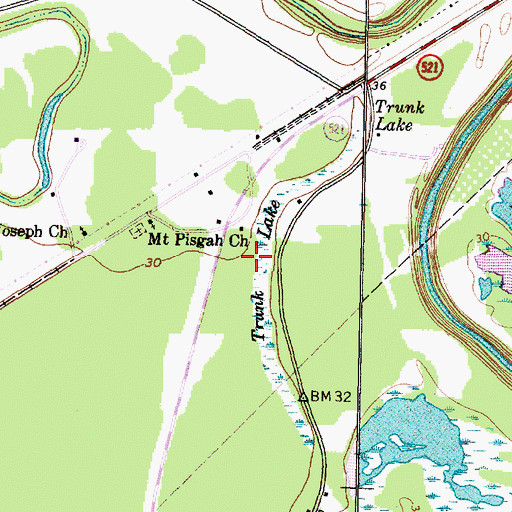 Topographic Map of Trunk Lake, TX