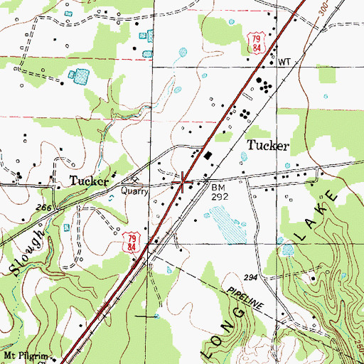 Topographic Map of Tucker, TX