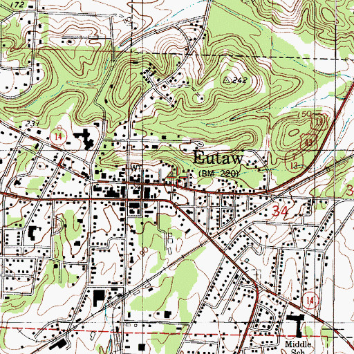 Topographic Map of Second Baptist Church, AL