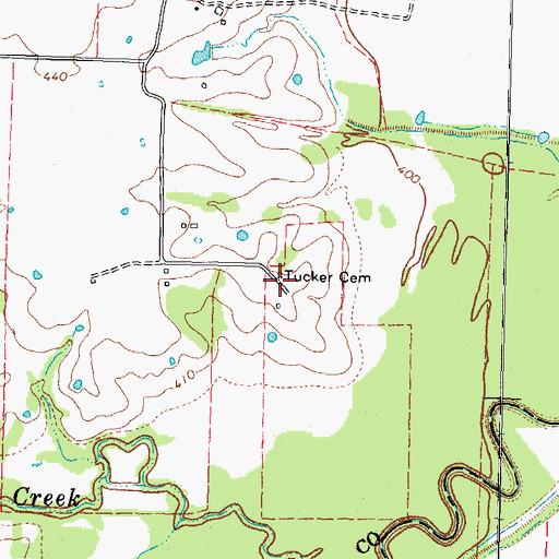 Topographic Map of Tucker Cemetery, TX