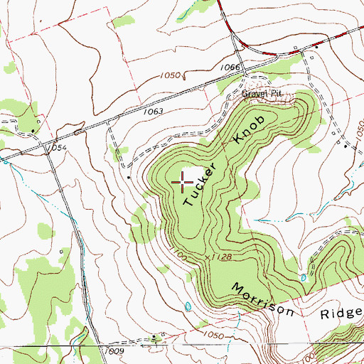 Topographic Map of Tucker Knob, TX
