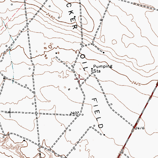 Topographic Map of Tucker Oil Field, TX