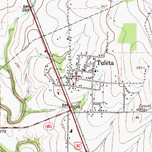 Topographic Map of Tuleta, TX