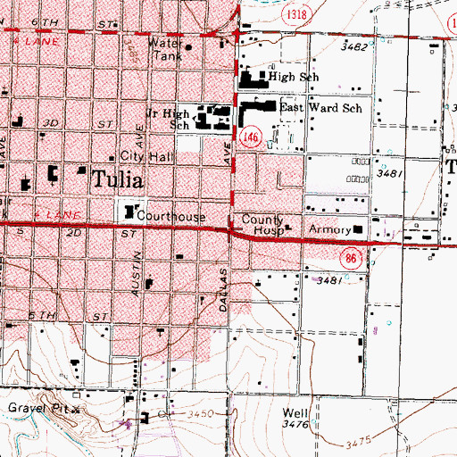 Topographic Map of Tulia, TX