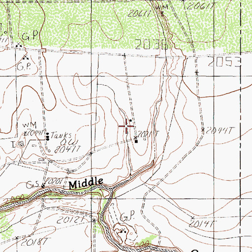 Topographic Map of Tullos Ranch, TX