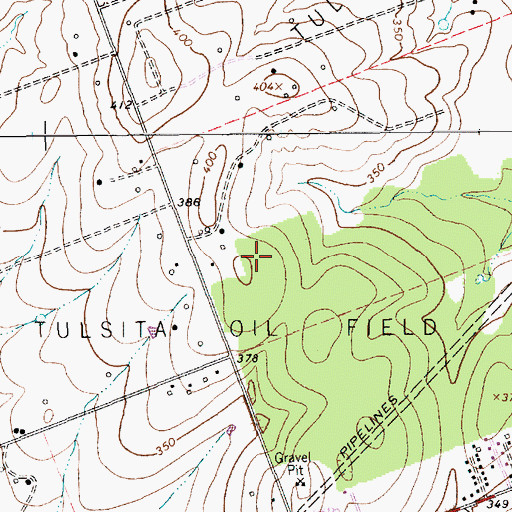 Topographic Map of Tulsita Oil Field, TX