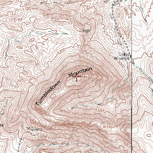Topographic Map of Tumbledown Mountain, TX