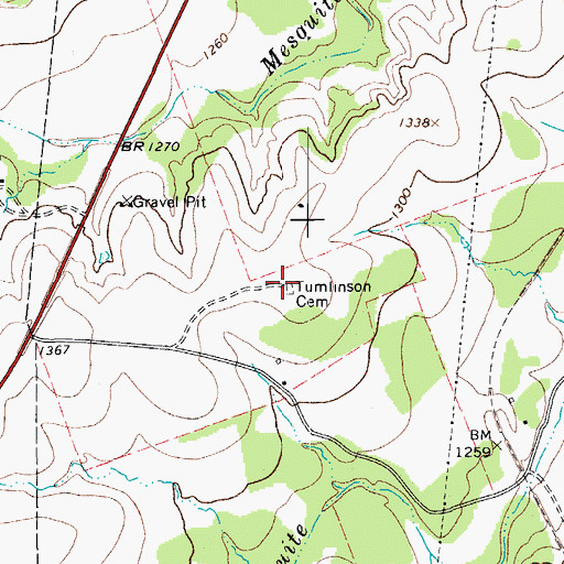 Topographic Map of Tumlinson Cemetery, TX