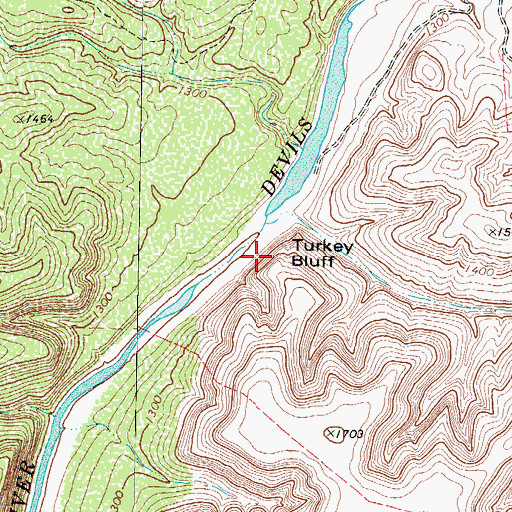 Topographic Map of Turkey Bluff, TX