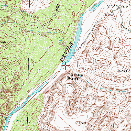 Topographic Map of Turkey Bluff Canyon, TX