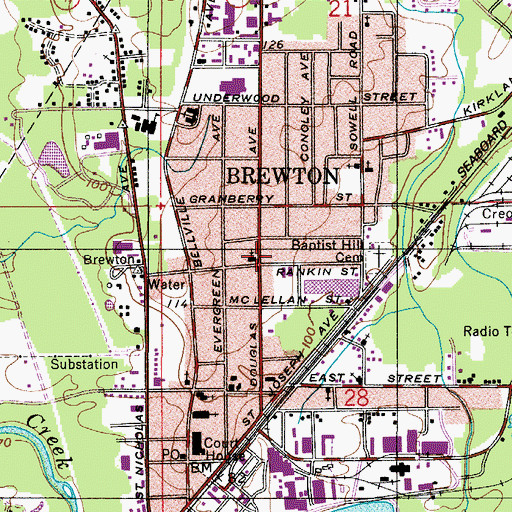 Topographic Map of Church of Christ, AL