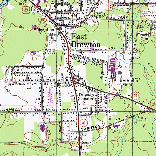 Topographic Map of First Assembly of God Church, AL