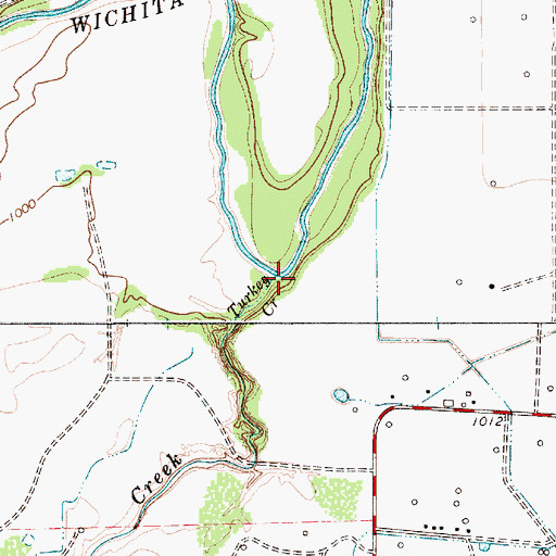 Topographic Map of Turkey Creek, TX