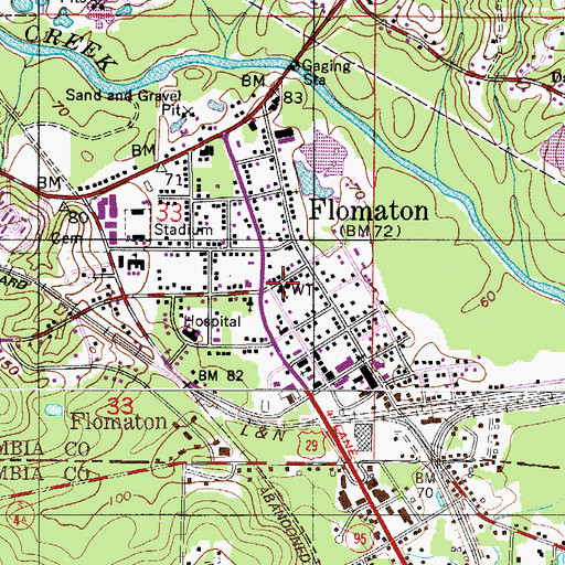 Topographic Map of First Baptist Church, AL
