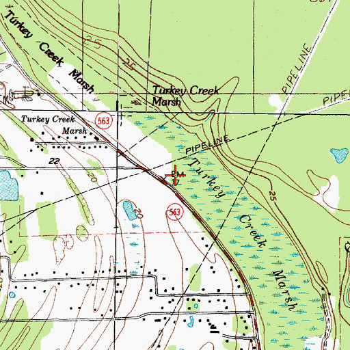 Topographic Map of Turkey Creek Marsh, TX