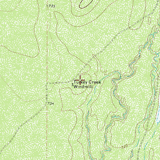 Topographic Map of Turkey Creek Windmill, TX