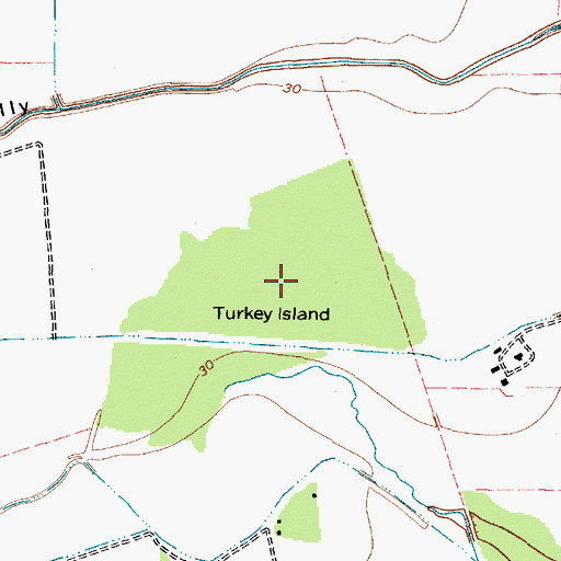 Topographic Map of Turkey Island, TX