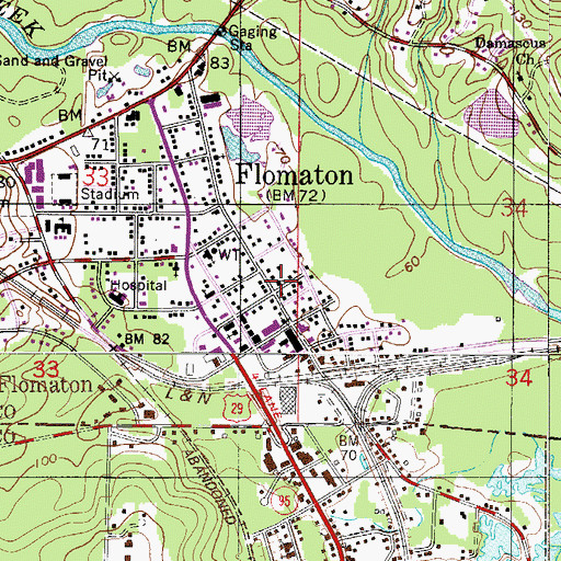 Topographic Map of First United Methodist Church, AL