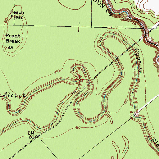 Topographic Map of Turkey Slough, TX