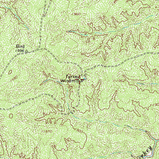 Topographic Map of Turkey Windmill, TX