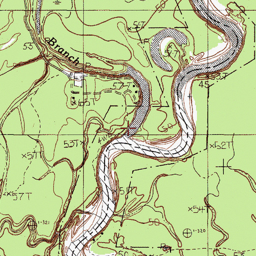 Topographic Map of Turner Branch, TX