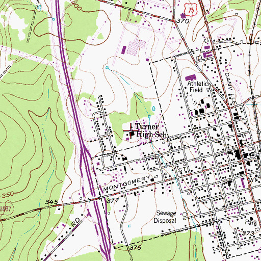 Topographic Map of Turner High School, TX