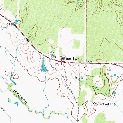 Topographic Map of Turner Lake, TX