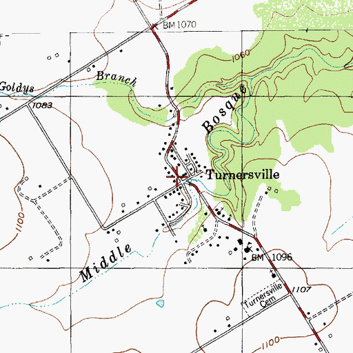 Topographic Map of Turnersville, TX