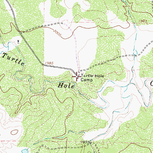 Topographic Map of Turtle Hole Camp, TX