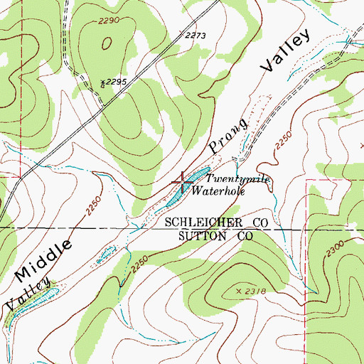 Topographic Map of Twentymile Waterhole, TX