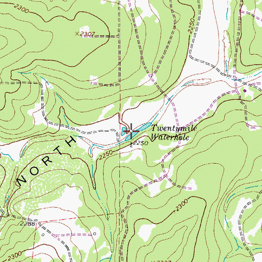 Topographic Map of Twentymile Waterhole, TX