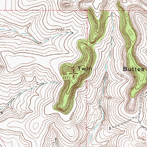 Topographic Map of Twin Buttes, TX