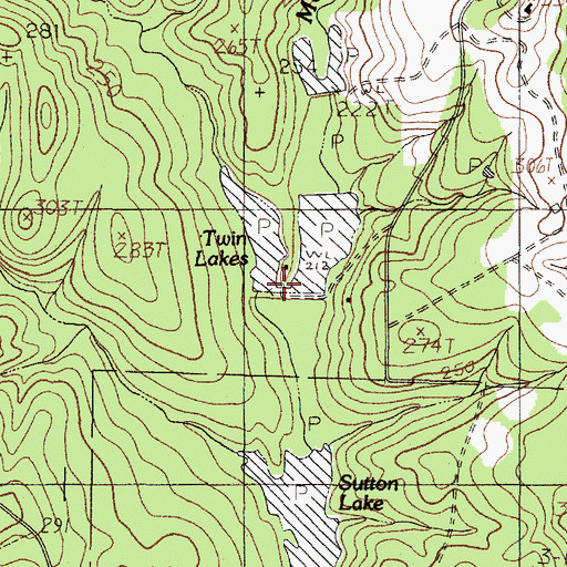 Topographic Map of Twin Lakes, TX
