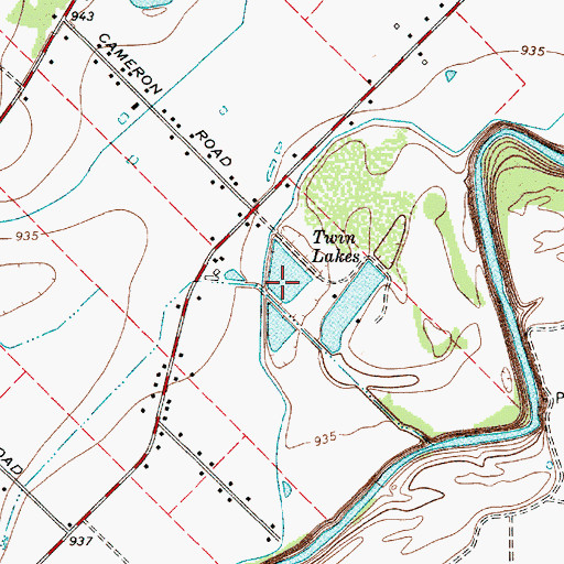 Topographic Map of Twin Lakes, TX