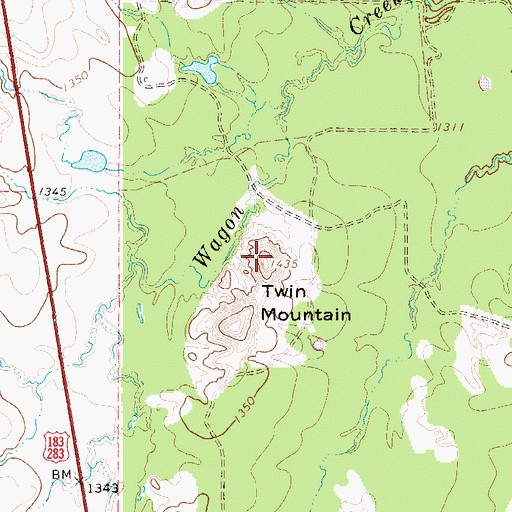 Topographic Map of Twin Mountain, TX