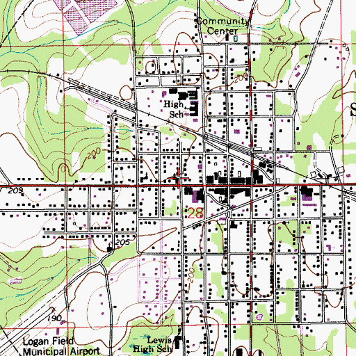 Topographic Map of First Baptist Church, AL