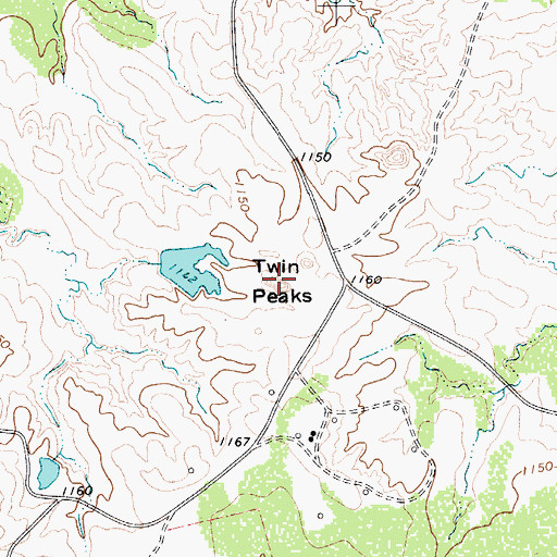 Topographic Map of Twin Peaks, TX