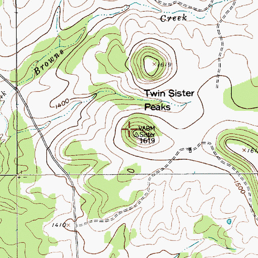 Topographic Map of Twin Sister Peaks, TX