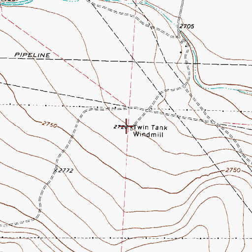 Topographic Map of Twin Tank Windmill, TX