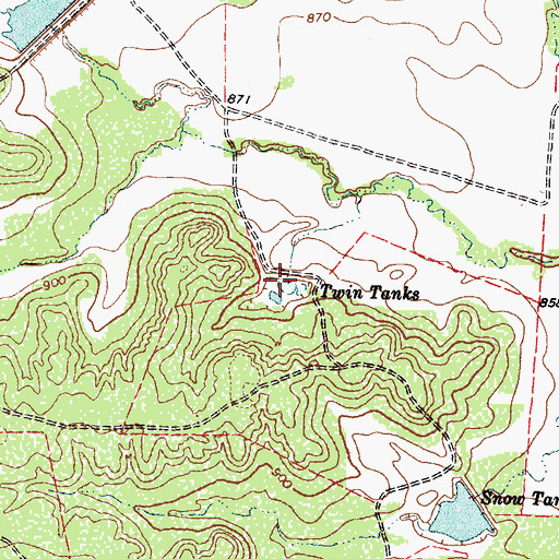 Topographic Map of Twin Tanks, TX