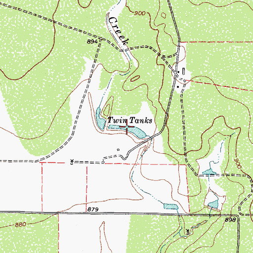 Topographic Map of Twin Tanks, TX
