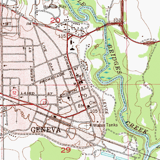 Topographic Map of First Baptist Church of Geneva, AL